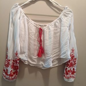 Lord & Taylor Boho Flow Embroidered Top